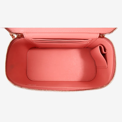 Chanel Quilted Top Handle Vanity Case in Pink Lambskin with Gold Hardware