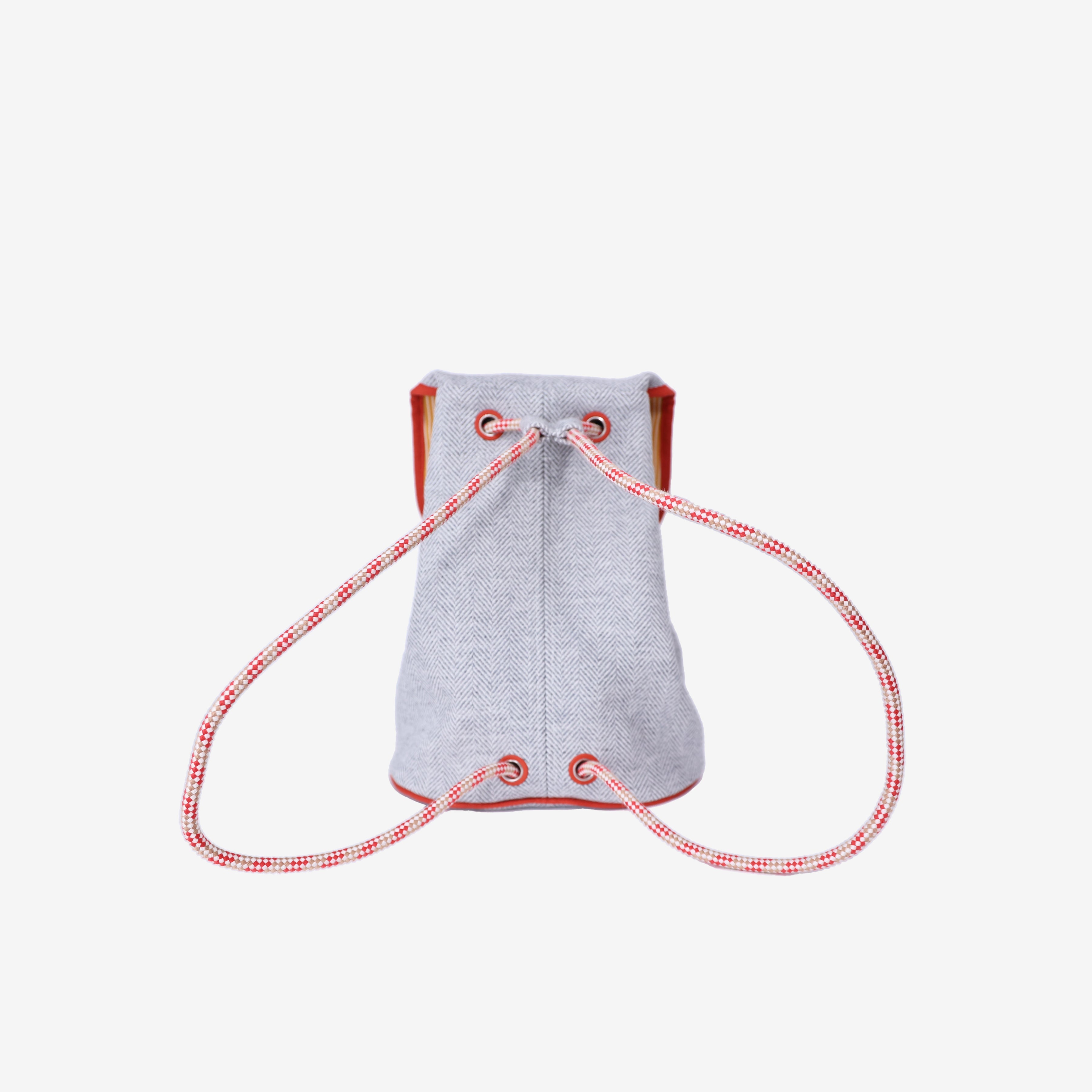 Hermès Animaux Blocks Backpack in Granit Herringbone Wool Canvas back view