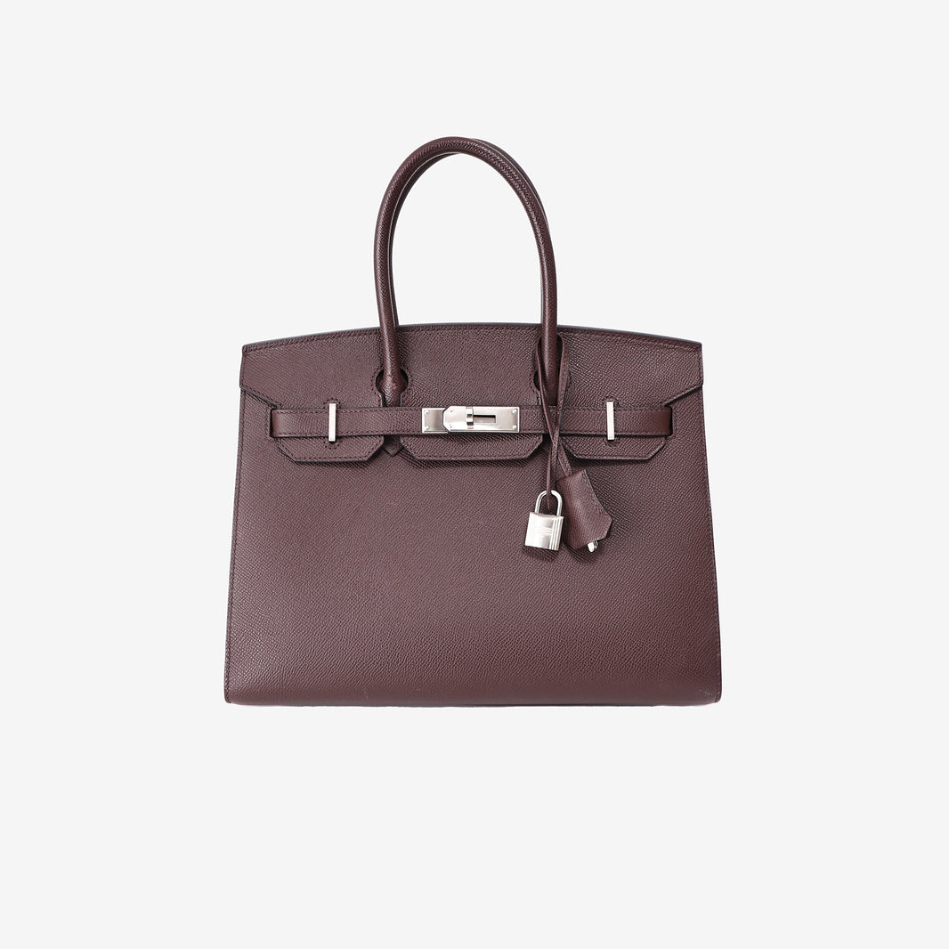 Hermès Birkin 30 in Bordeaux Epsom Leather with Palladium Hardware front view