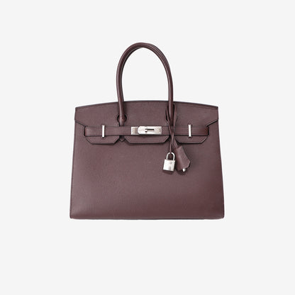Hermès Birkin 30 in Bordeaux Epsom Leather with Palladium Hardware front view