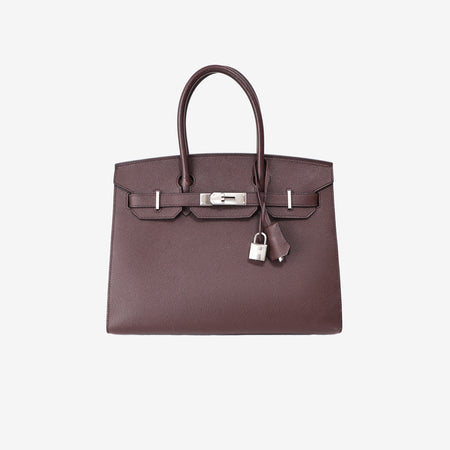 Hermès Birkin 30 in Bordeaux Epsom Leather with Palladium Hardware front view