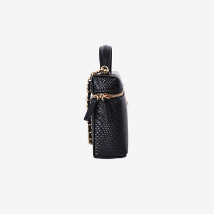Chanel 26A Vanity Bag in Black Lizard Leather with Gold Hardware