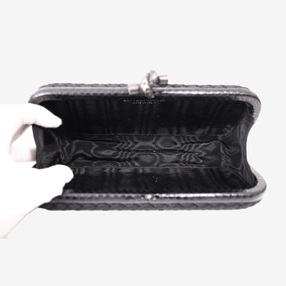 Bottega Veneta Woven Silk Stretch Knot Clutch in Black