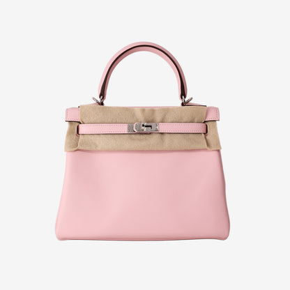Hermès Kelly 25 in Rose Sakura Swift Leather with Palladium-Plated Hardware