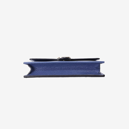 Gucci Interlocking G Wallet on Chain in Blue Calfskin Leather with Gold Hardware