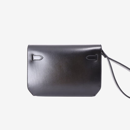 Hermès Kelly Dépêches 25 in Noir Barenia Leather with Palladium Hardware