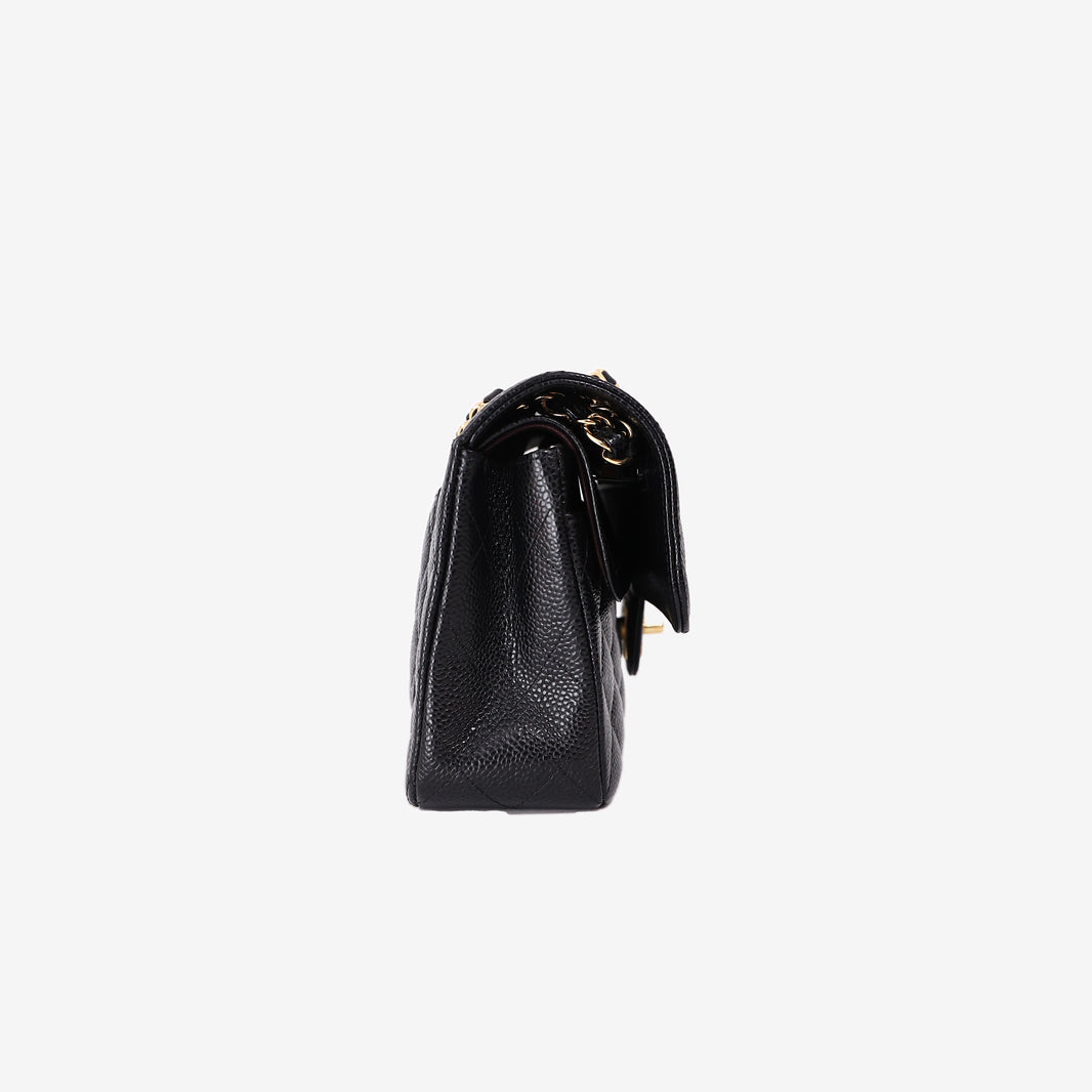 Chanel Small Classic Double Flap Bag in Black Caviar Leather with Gold Hardware