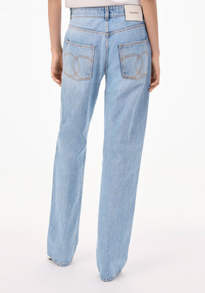 Chanel Métiers d’Art 2026 Jeans in Light Blue Cotton Denim (Size 34)
