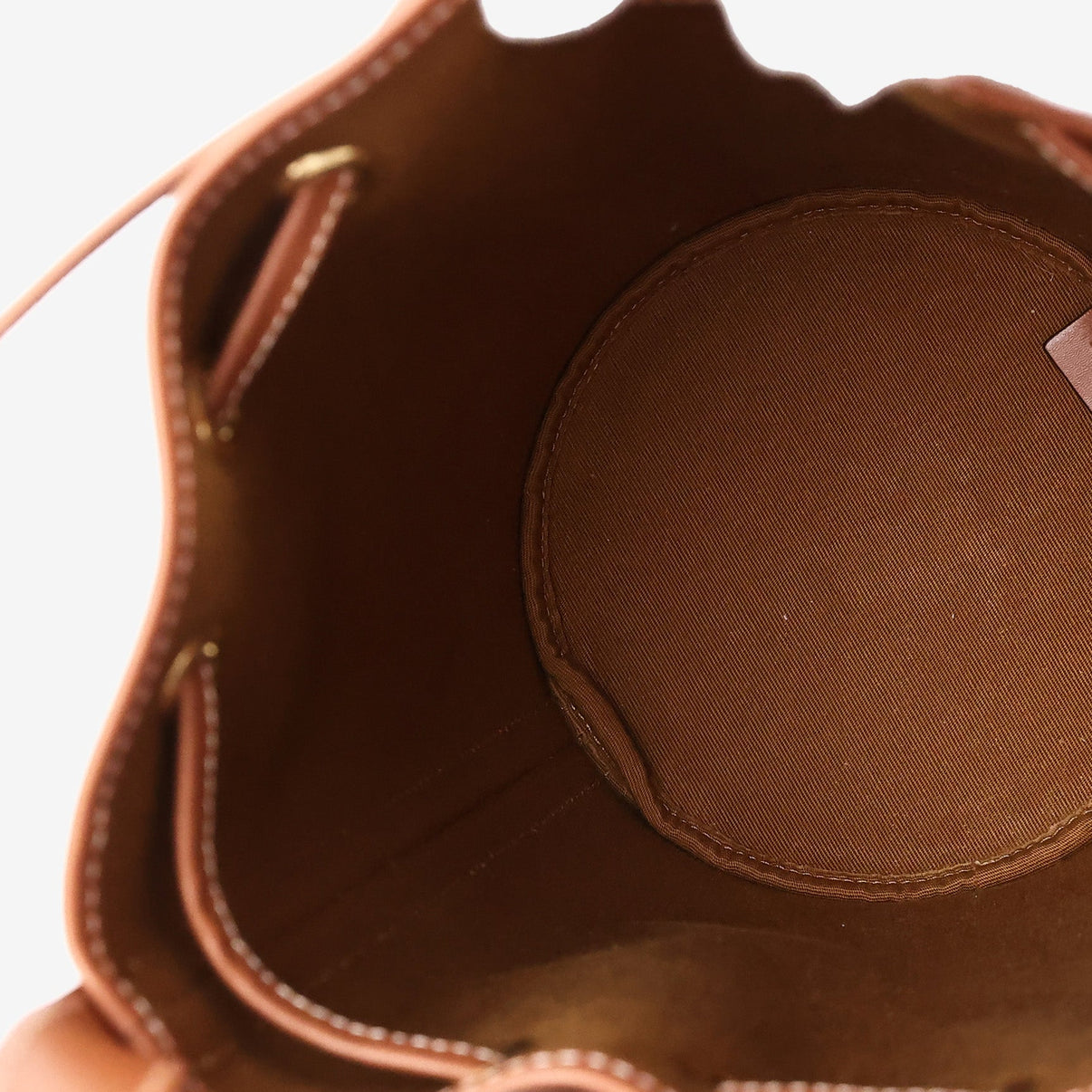 Celine Small Bucket Bag in Triomphe Canvas and Calfskin Leather with Gold Hardware interior view
