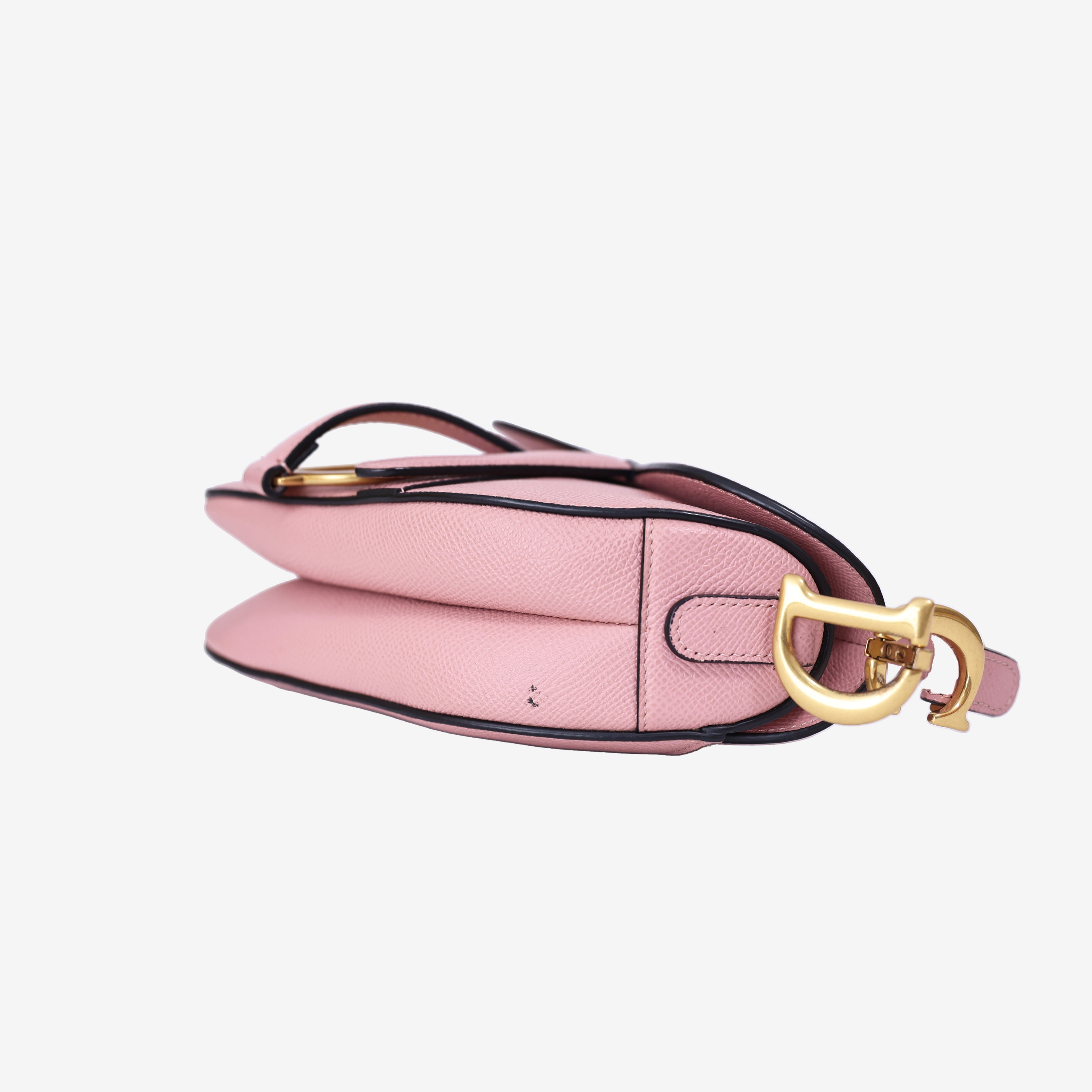 Dior Saddle Mini in Pink Calfskin Leather with Gold Hardware bottom side view