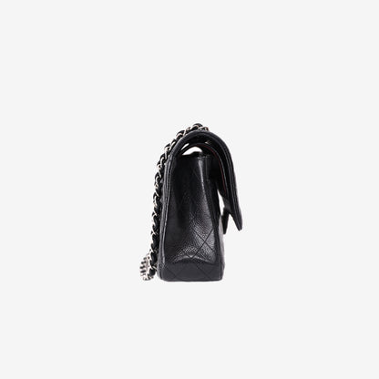 Chanel Medium Classic Double Flap Bag in Black Caviar Leather with Silver Hardware