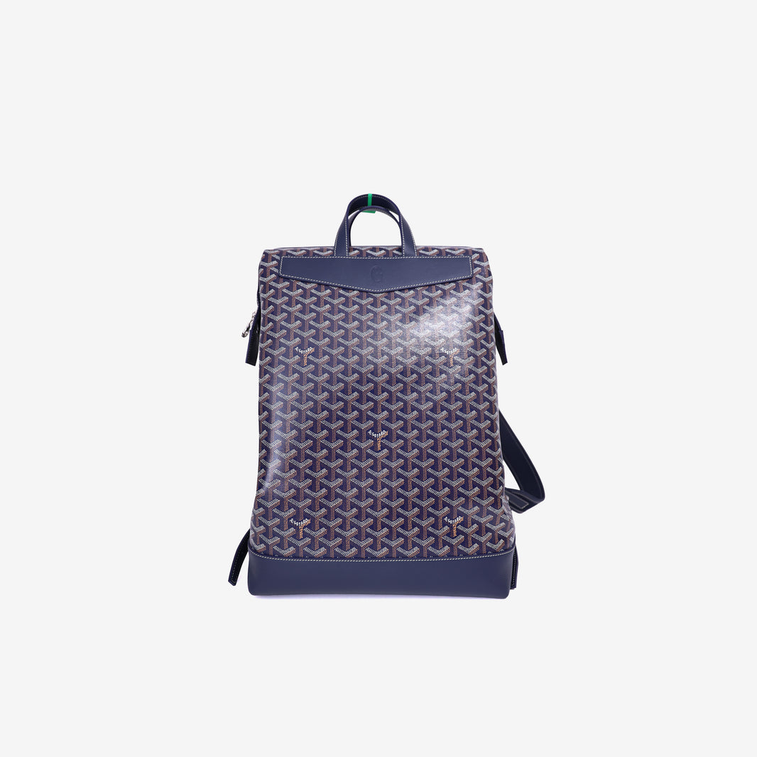 Goyard Cisalpin Backpack in Navy Goyardine Canvas with Palladium Hardware front view