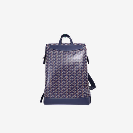 Goyard Cisalpin Backpack in Navy Goyardine Canvas with Palladium Hardware front view