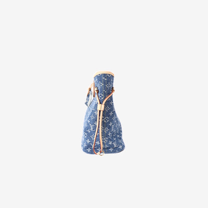 Louis Vuitton Neverfull MM Tote Bag in Blue Monogram Denim with Gold Hardware