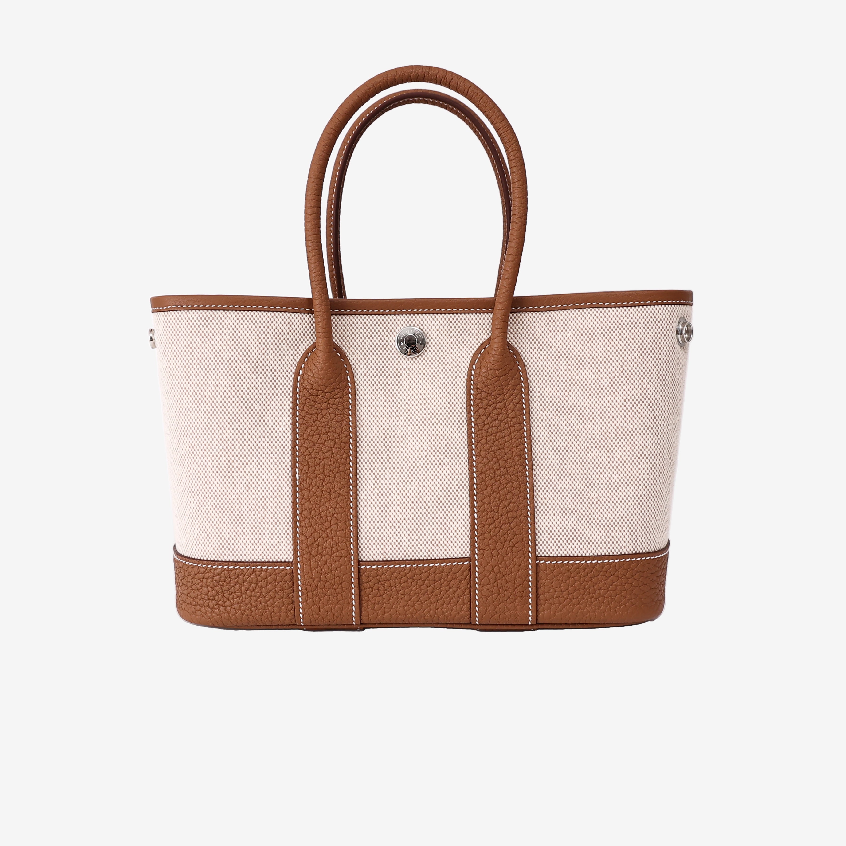 Hermès Neo Garden Party 23 Mini in Ecru, Beige and Ébène Negonda Leather and Canvas back view