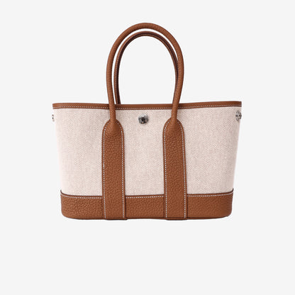 Hermès Neo Garden Party 23 Mini in Ecru, Beige and Ébène Negonda Leather and Canvas back view
