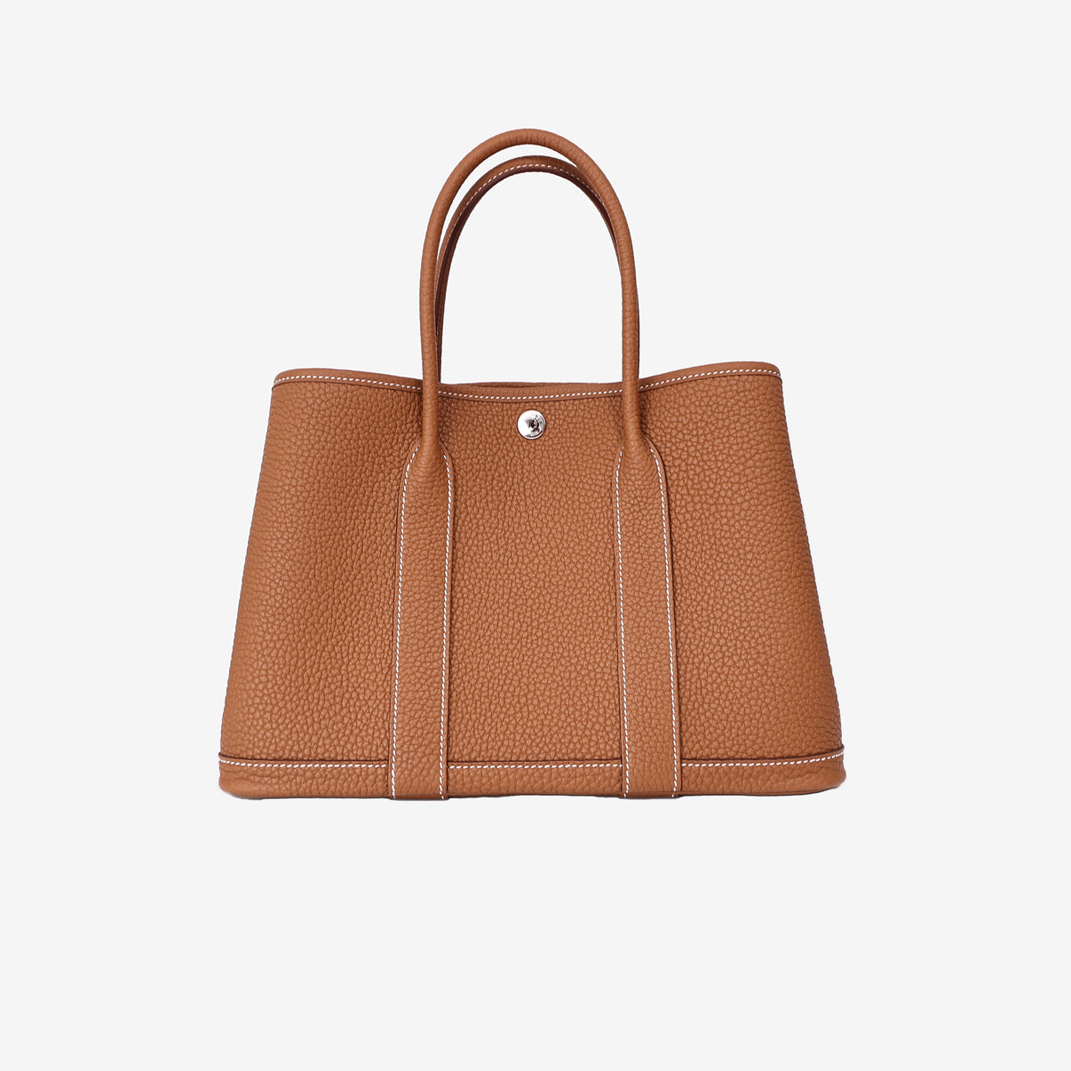 Hermès Garden Party 30 in Gold Negonda Leather with Palladium Hardware front view