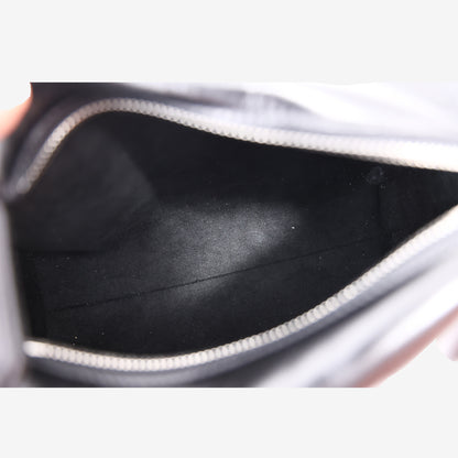Louis Vuitton Vibe MM Side Trunk Bag in Black Calf Leather with Silver Hardware