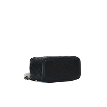Chanel Small Top Handle Vanity Case With Chain in Black Lambskin with Gold Hardware (Contact to Enquire)