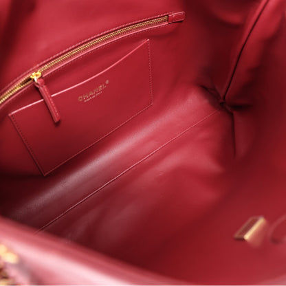 Chanel Large Shopping Bag in Burgundy Lambskin Leather with Gold Hardware (SS26) interior view