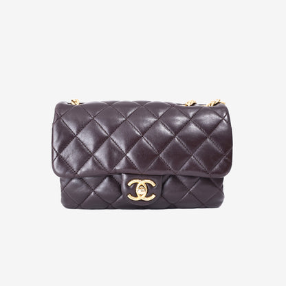 Chanel Classic Flap Bag in Brown Lambskin Leather with Gold Hardware