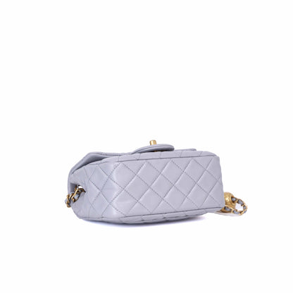 Chanel Pearl Crush Mini Square in Grey Lambskin with Gold Hardware (Contact to Enquire)