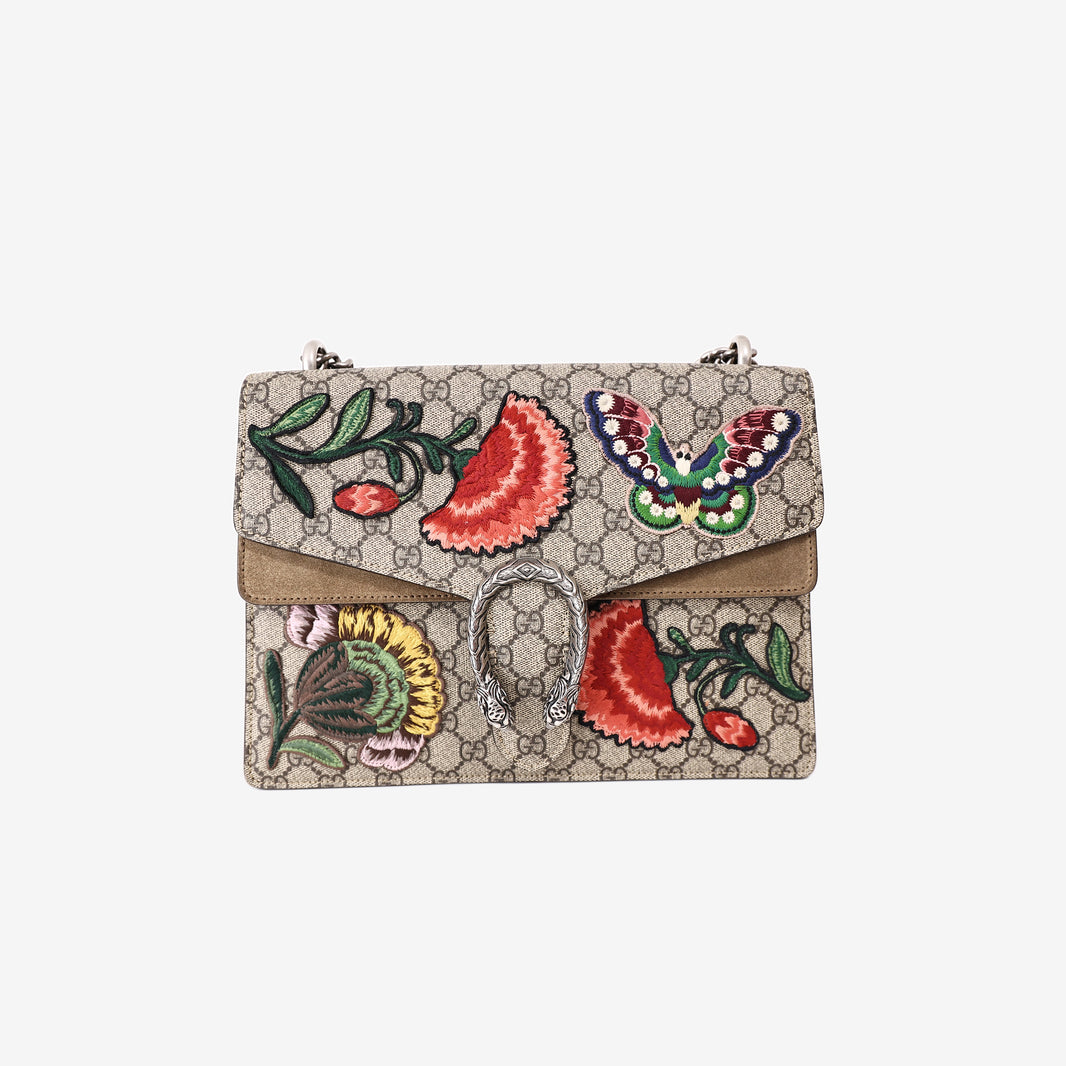 Gucci Dionysus Embroidered GG Shoulder Bag in Multicolour Canvas with Silver Hardware