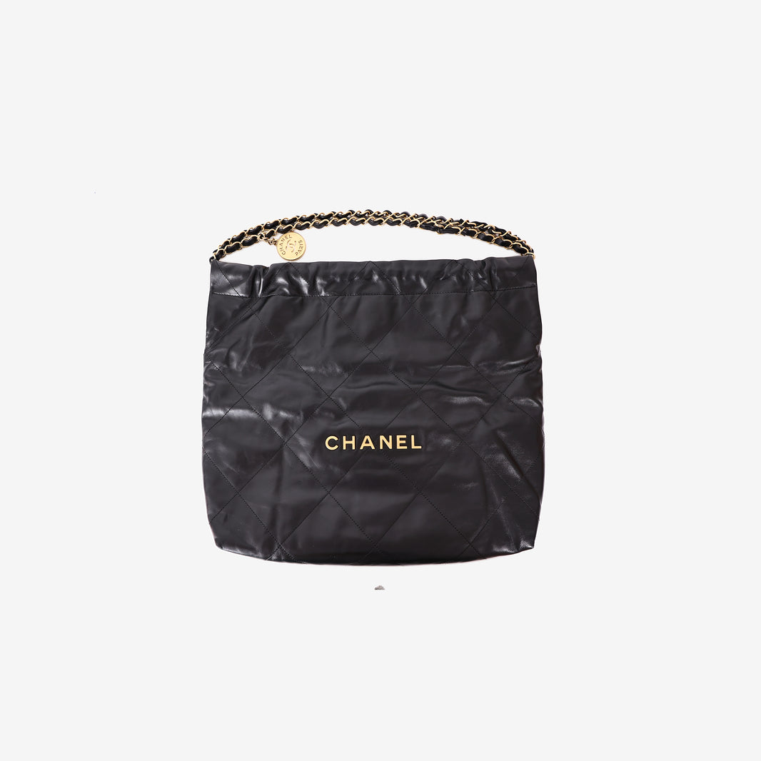 Chanel 22 Small Bag in Black Lambskin with Gold Hardware