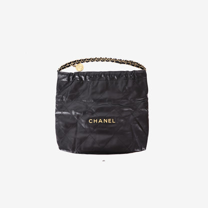 Chanel 22 Small Bag in Black Lambskin with Gold Hardware