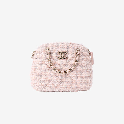 Chanel Fantasy Tweed Coco Clutch with Chain in Light Pink Tweed with Gold Hardware