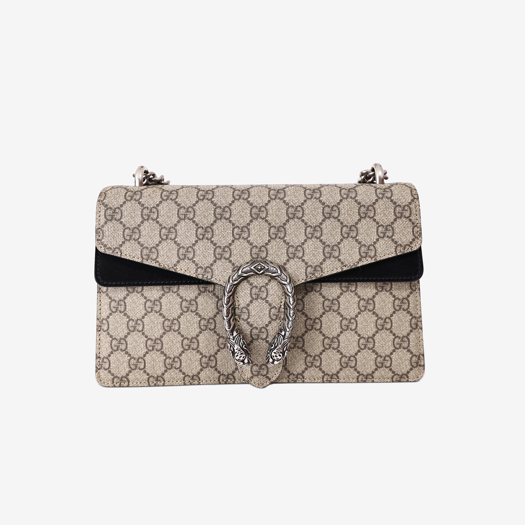 Gucci Dionysus GG Shoulder Bag in Beige Canvas with Silver Hardware