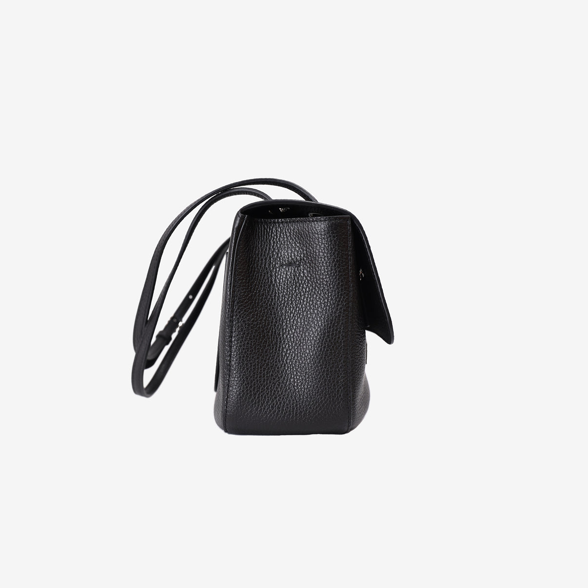 Chanel 26S Maxi Flap Bag in Black Grained Calfskin Leather with Silver Hardware side view