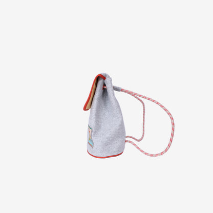 Hermès Animaux Blocks Backpack in Granit Herringbone Wool Canvas side view