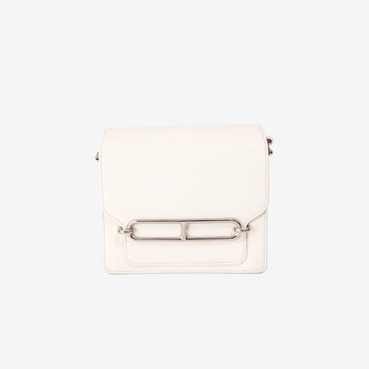Hermès Roulis Mini Bag in White Evercolor Leather with Palladium Hardware