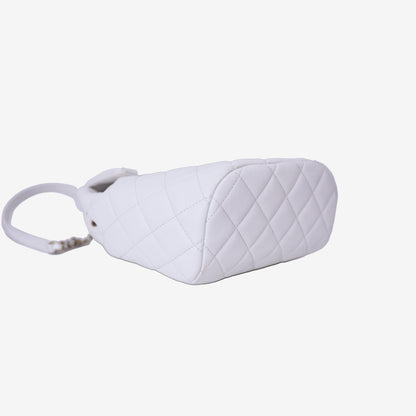 Chanel Urban Spirit Mini Backpack in White Caviar Leather with Silver Hardware bottom side view
