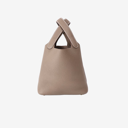 Hermès Picotin 18 in Étoupe Clemence Leather with Gold Hardware side view