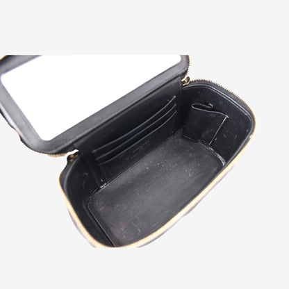 Chanel Vanity Case in Black Lambskin Leather with Gold Hardware