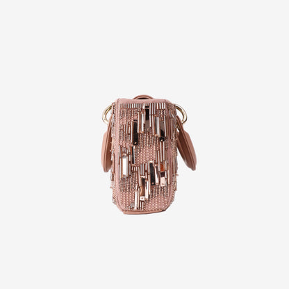 Christian Dior Lady D-Joy Bag in Pink Metallic Sequins with Gold Hardware