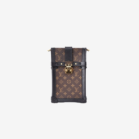 Louis Vuitton Monogram Vertical Trunk Pochette in Brown and Black Monogram Canvas with Gold Hardware