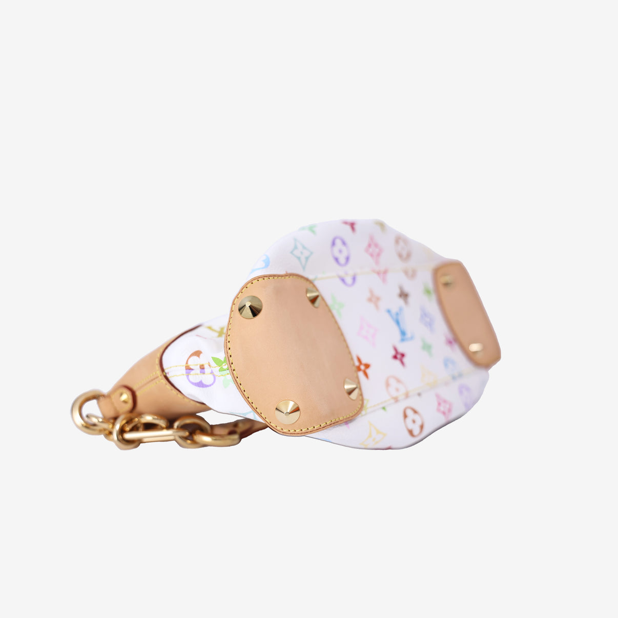 Louis Vuitton Judy Bag in White Monogram Canvas with Gold Hardware bottom side view