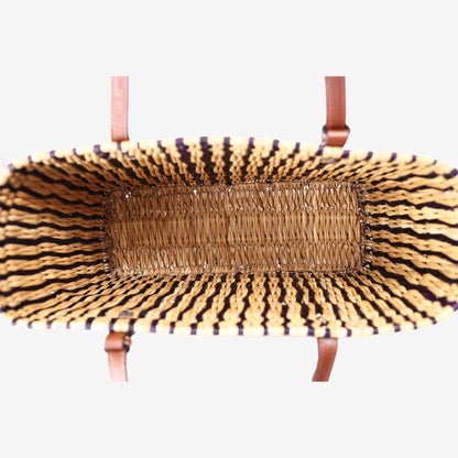 Loewe Square Anagram Wicker Basket Tote Bag in Beige
