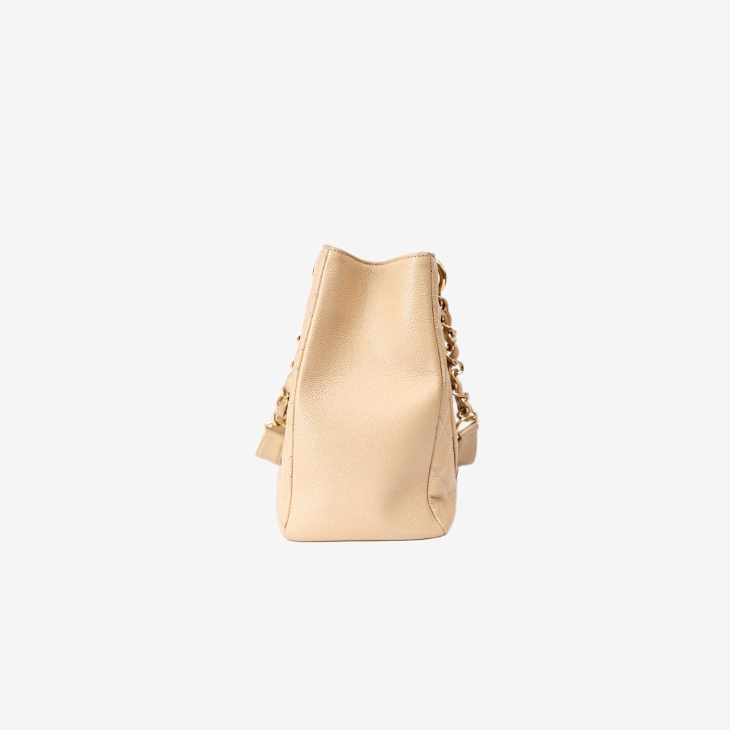 Chanel Grand Shopping Tote in Beige Caviar Leather with Gold Hardware