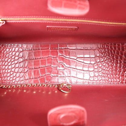 Chanel 26S Shopping Bag Small in Red Crocodile Leather with Gold Hardware interior view
