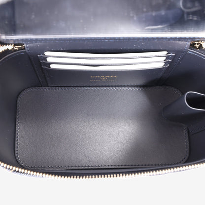 Chanel Classic Vanity with Chain in Dark Blue Denim with Silver Hardware