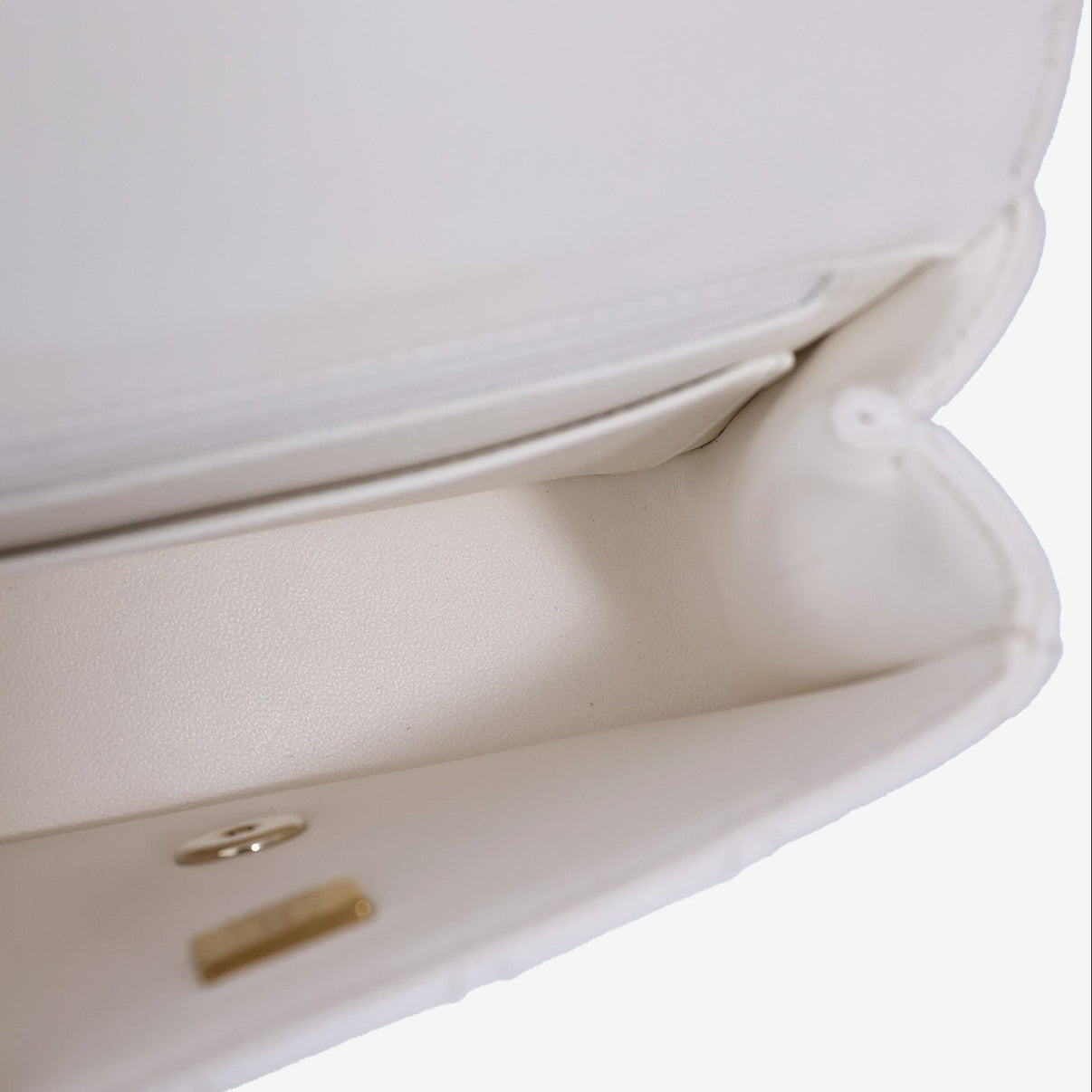 Chanel Crystals Top Handle Flap in White Lambskin Leather with Gold Hardware interior view