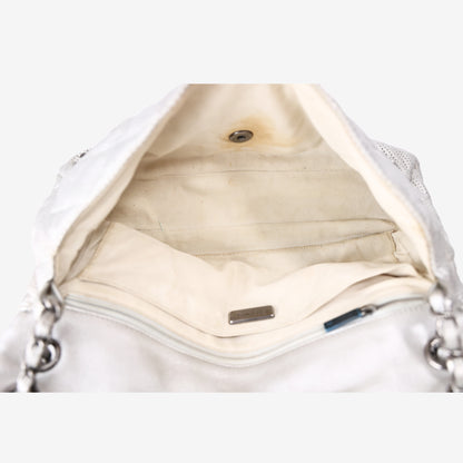 *RARE* Chanel Paris-Dubai Medals Flap Bag in Silver Lambskin Leather with Silver Hardware