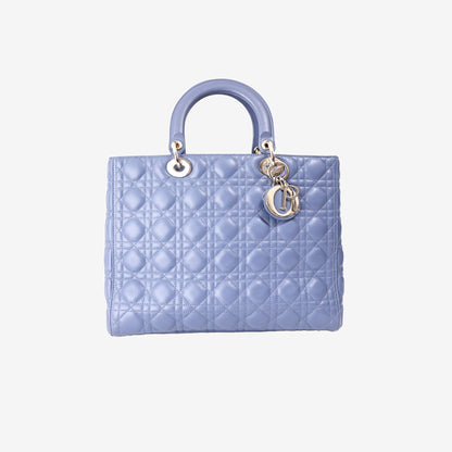 Lady Dior Bag in Blue Lambskin Leather with Gold Hardware