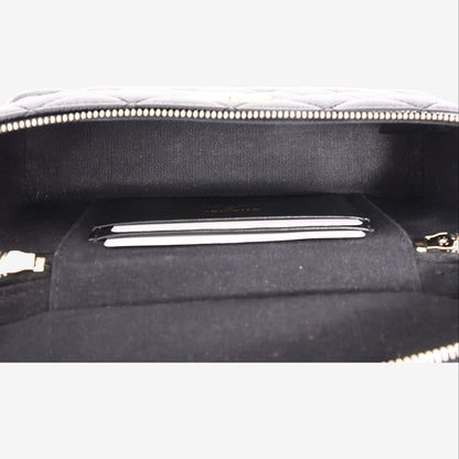 Chanel Top Handle Slim Vanity Case in Black Caviar Leather with Gold Hardware
