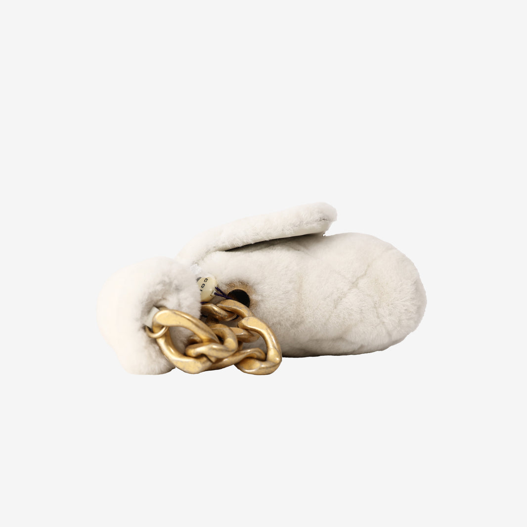 Chanel Shearling Flap Bag in Ecru Shearling/Lambskin Leather with Gold Hardware