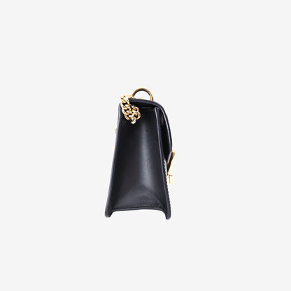Gucci Sylvie Small Chain Bag in Black Calfskin Leather with Gold Hardware